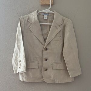 Janie and Jack 100% Linen Beige Lightweight Blazer Size 2T